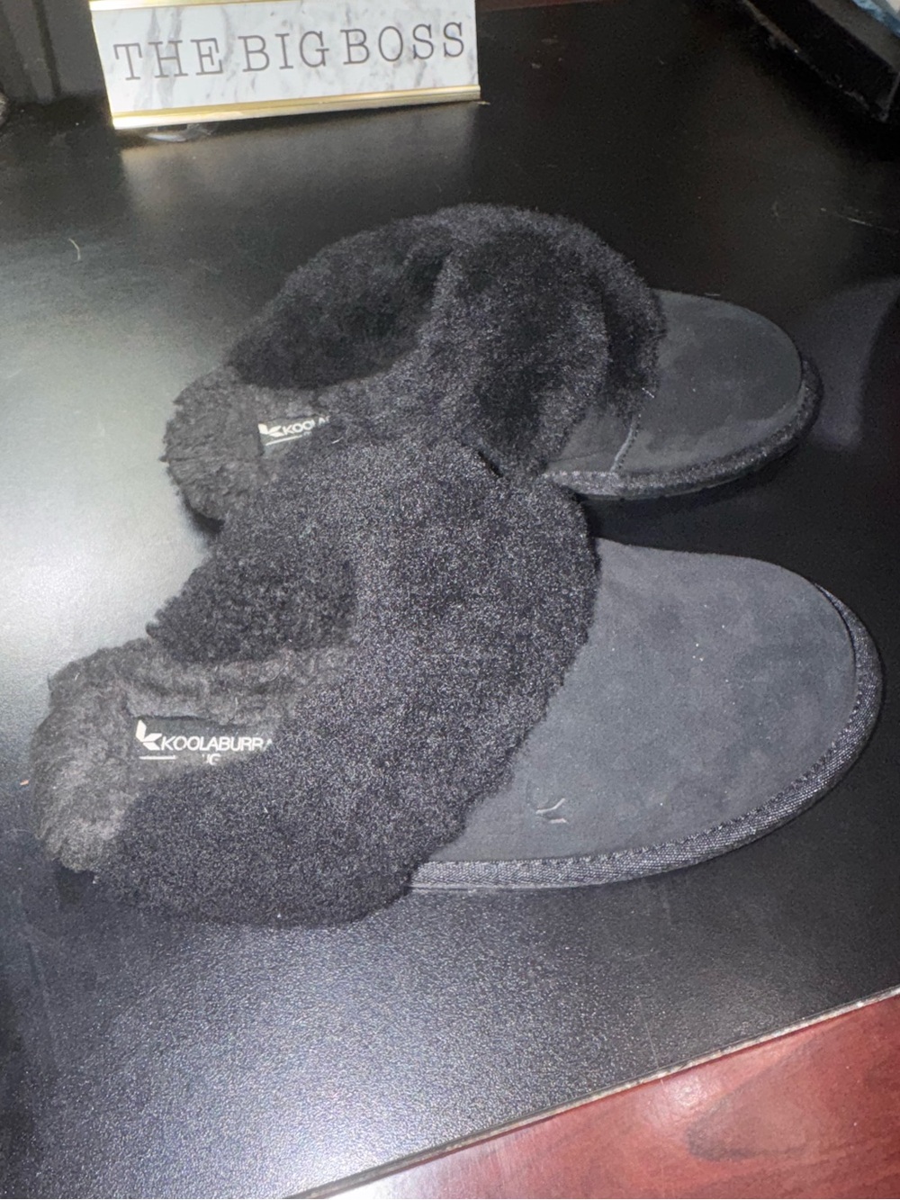 Koolaburra Black Plush Shearling Slide Slippers